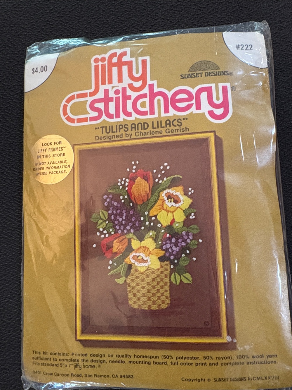 NWT Jiffy Stitchery "Tulips and Lilacs" Embroidery Kit
